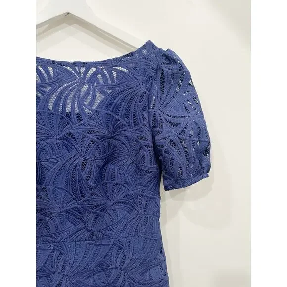 Kay Unger Portia Tea Length Dress in Midnight Blue - Picture 13 of 16